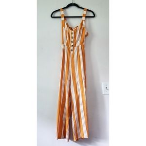 Striped Summer Tie-back Linen Jumpsuit
